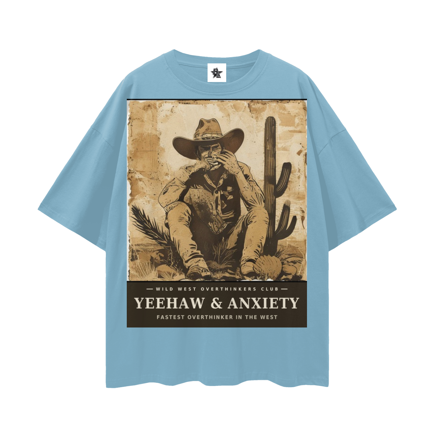 Wild West Overthinkers Club Tee - Yeehaw & Anxiety | Vintage Western Bootleg Oversized Graphic Tee