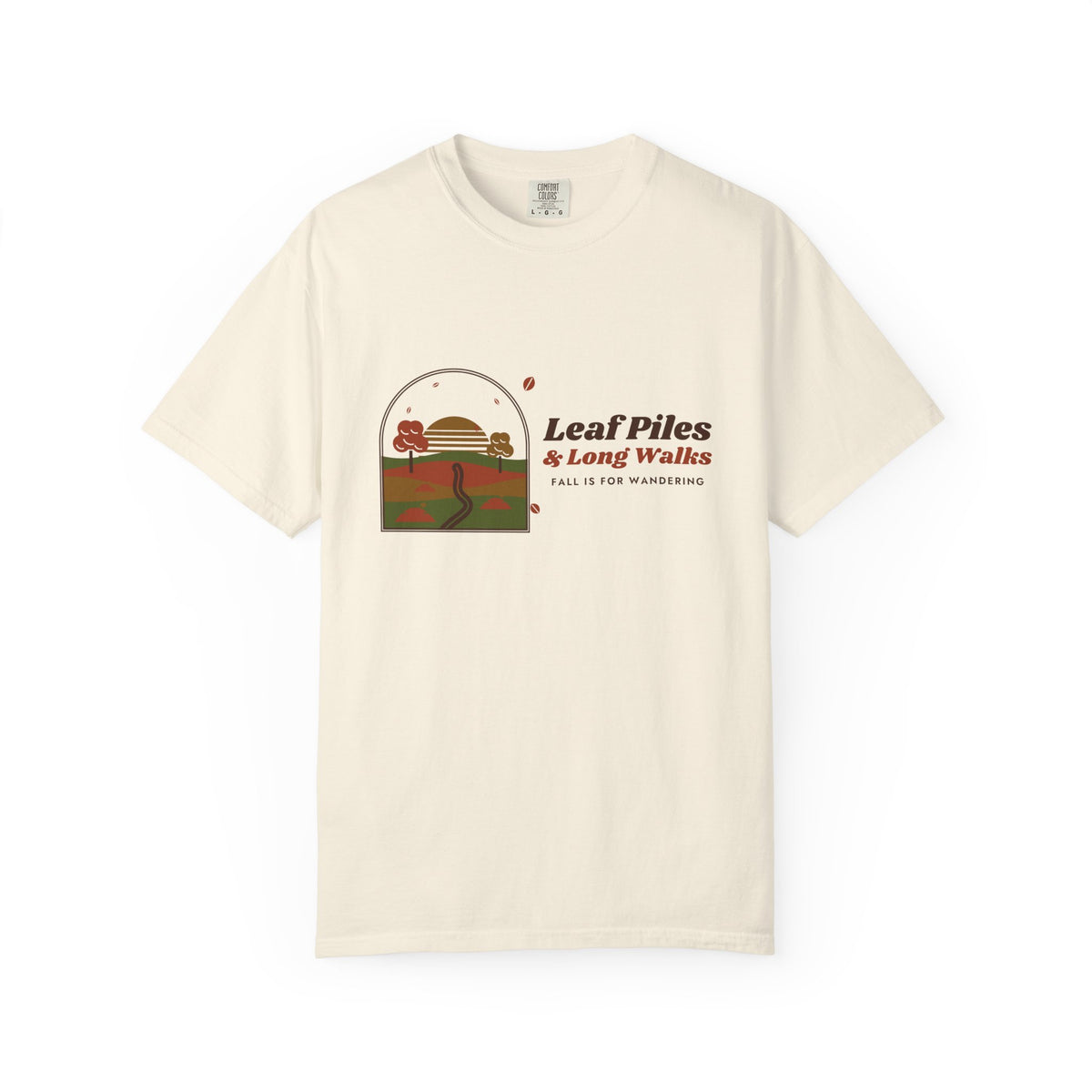 Fall Shirt for Women, Leaf Piles and Long Walks Retro Tee, 70s Autumn Shirt, Garment-Dyed Fall Tee