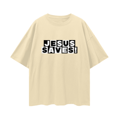 Religious Jesus Saves Cartoon Network Like Graphic Oversized T Shirt