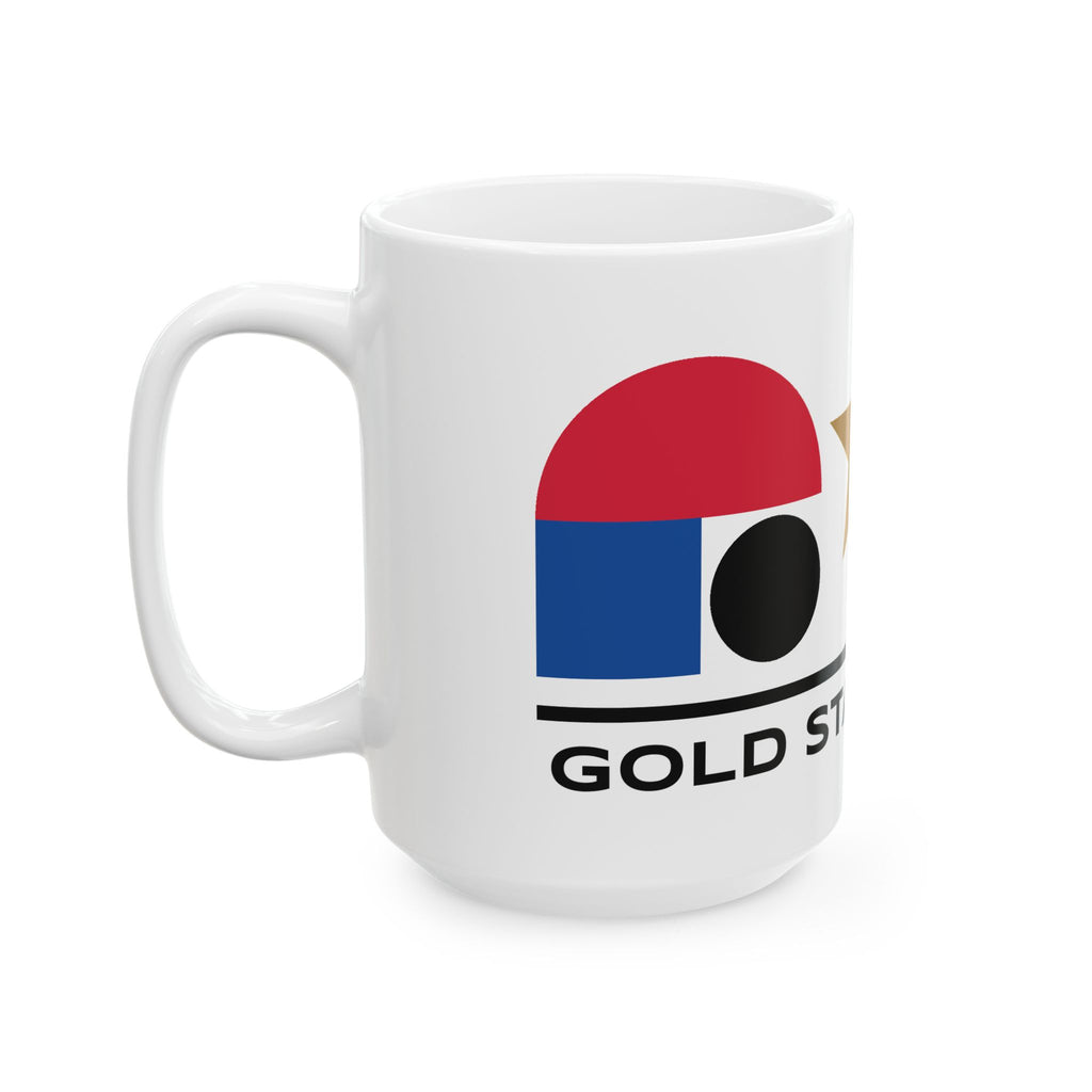 Gold Star Season Bauhaus Geometric Teacher Christmas Mug