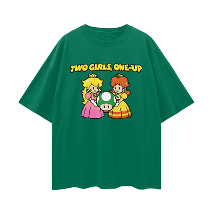 Funny Vintage/Y2K Two Girls One Up Oversized T Shirt