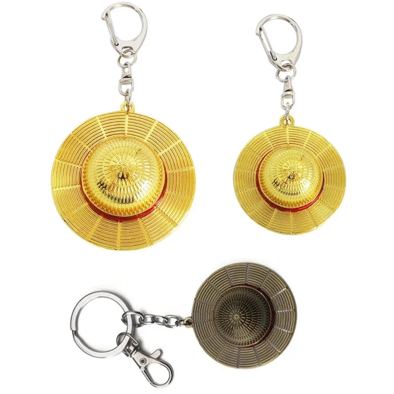 Hot  Classic Anime Cartoon Keychain Straw Hat Pendant Metal Key Chains for Fans Cosplay Keyrings Accessories