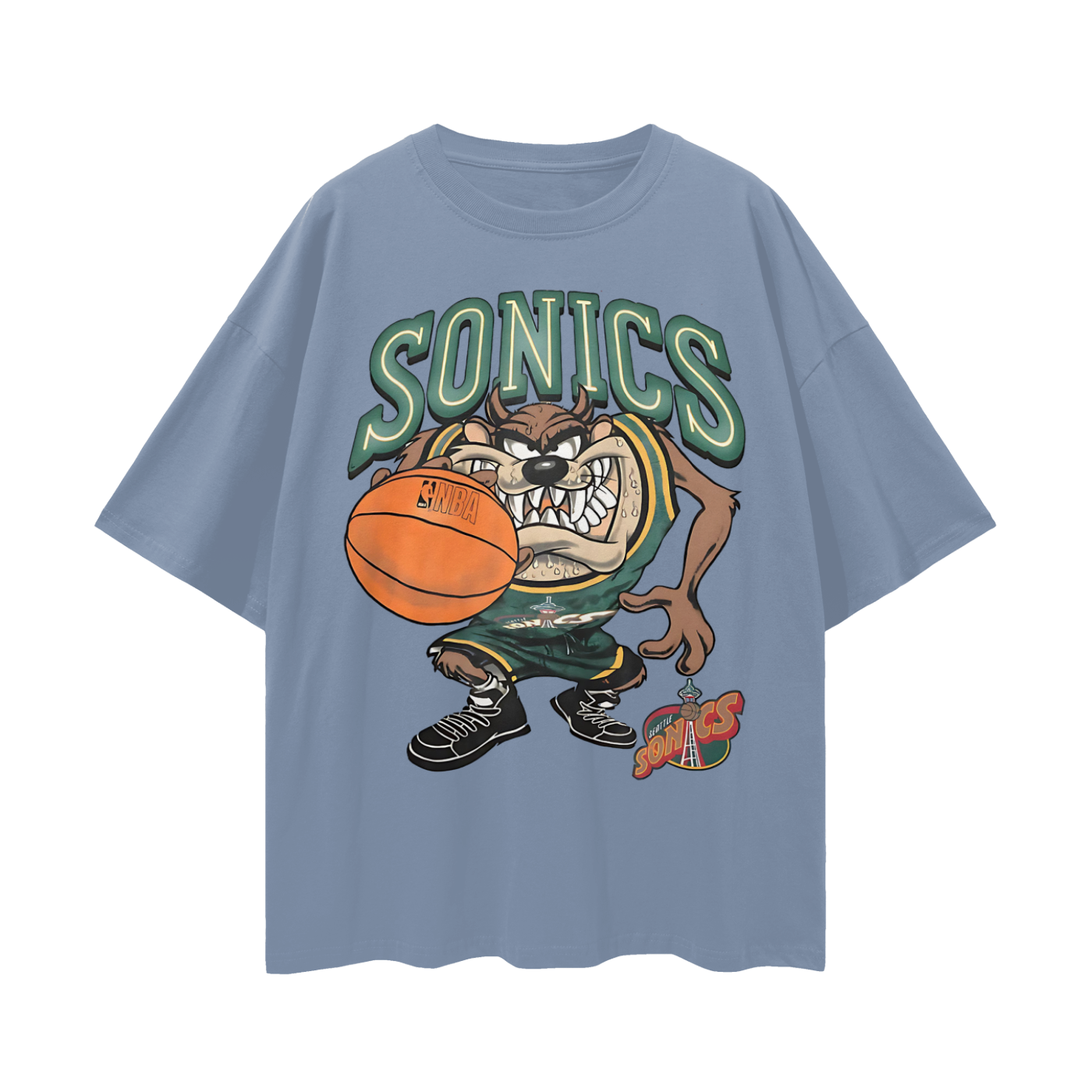 Seattle Sonics Taz The Tasmania Devil  90s Vintage Like Graphic Oversized T Shirt