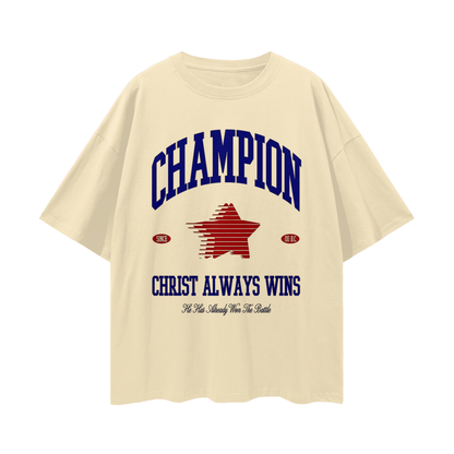 Religious Christ Always Wins 90s Y2K Vintage Like Graphic Oversized T Shirt