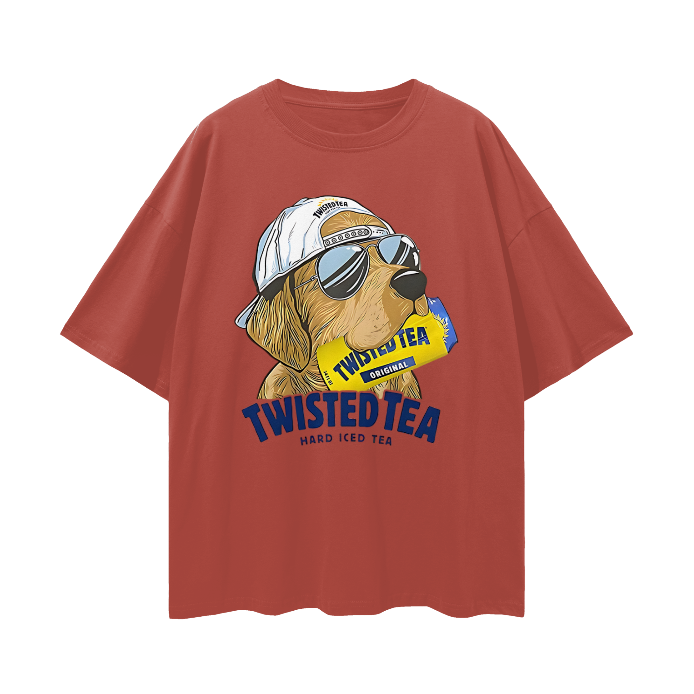 Golden Retriever Funny Twisted Teas Drink Graphic Oversized T Shirt