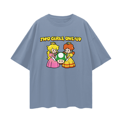 Funny Vintage/Y2K Two Girls One Up Oversized T Shirt