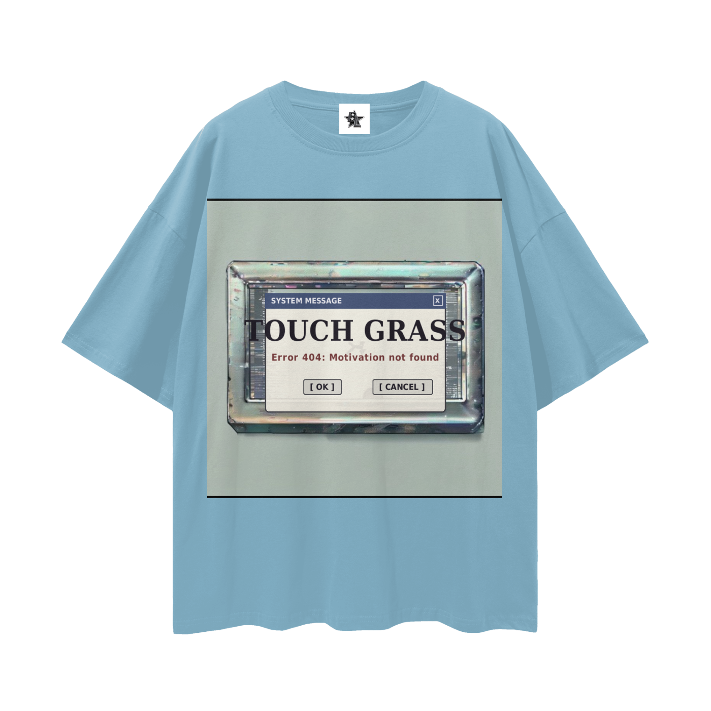 Touch Grass Error 404 Tee - Motivation Not Found | Y2K Early-Internet Oversized Graphic Tee