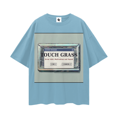 Touch Grass Error 404 Tee - Motivation Not Found | Y2K Early-Internet Oversized Graphic Tee