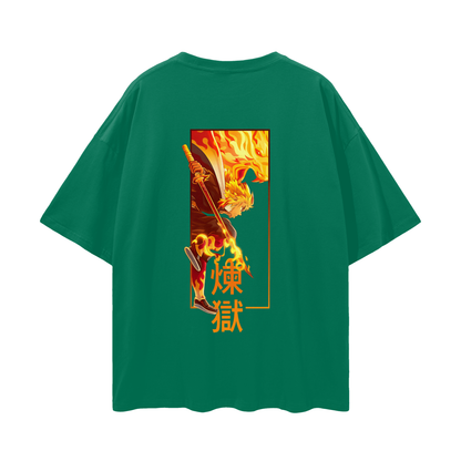 Vintage/Y2K Demon Flamehashira Slayer Anime Oversized T Shirt