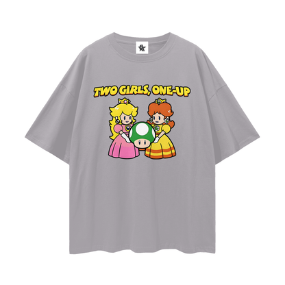 Funny Vintage/Y2K Two Girls One Up Oversized T Shirt