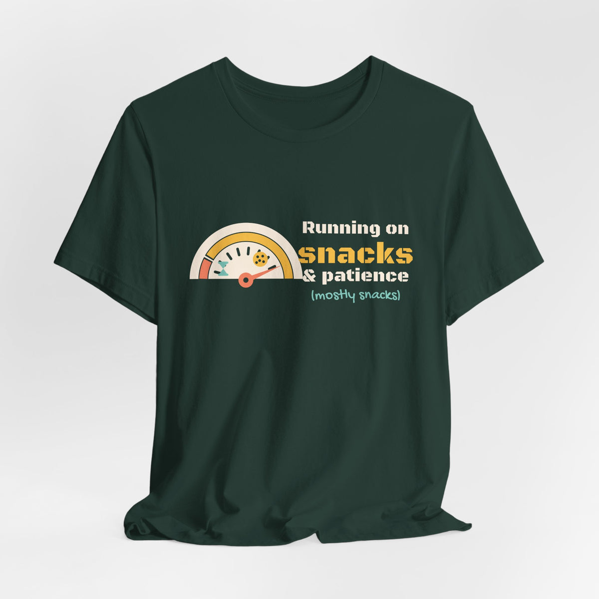Funny Mom Shirt, Running on Snacks and Patience Tee, Mom Life T-Shirt, Gift for New Mom, Mothers Day Gift, Unisex S-3XL