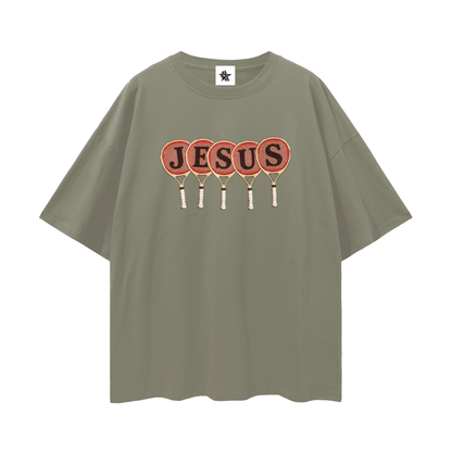 Vintage/Y2K Religious Jesus Tennis Racket Oversized T Shirt
