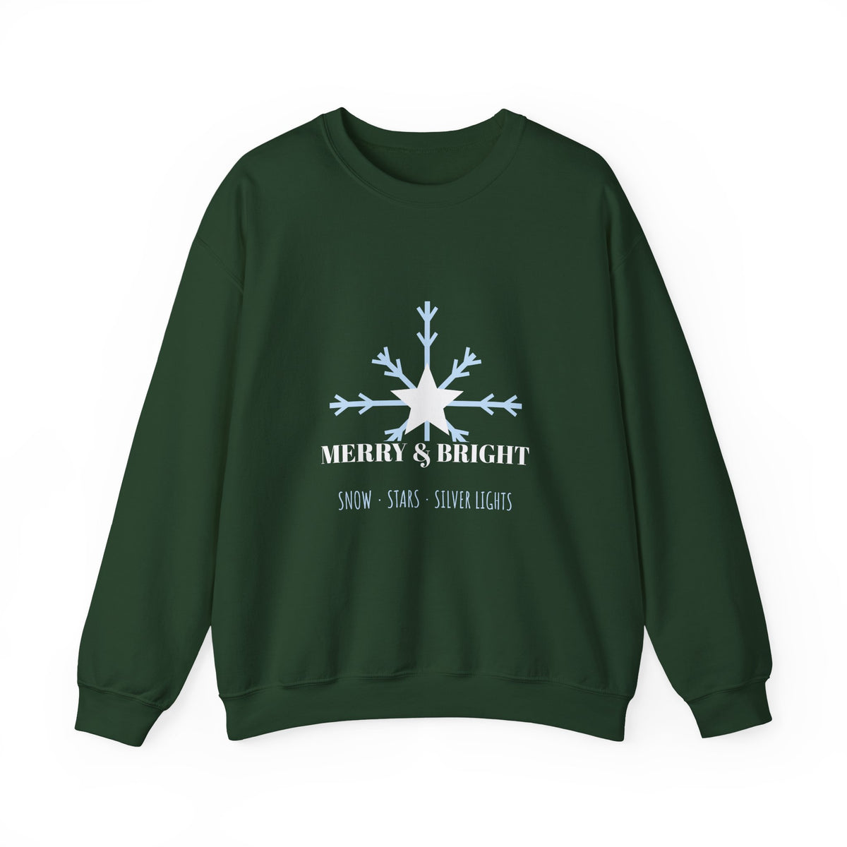 Merry and Bright Sweatshirt, Blue and Silver Christmas Crewneck for Women, Winter Holiday Sweatshirt, Gift for Her, Unisex S-3XL
