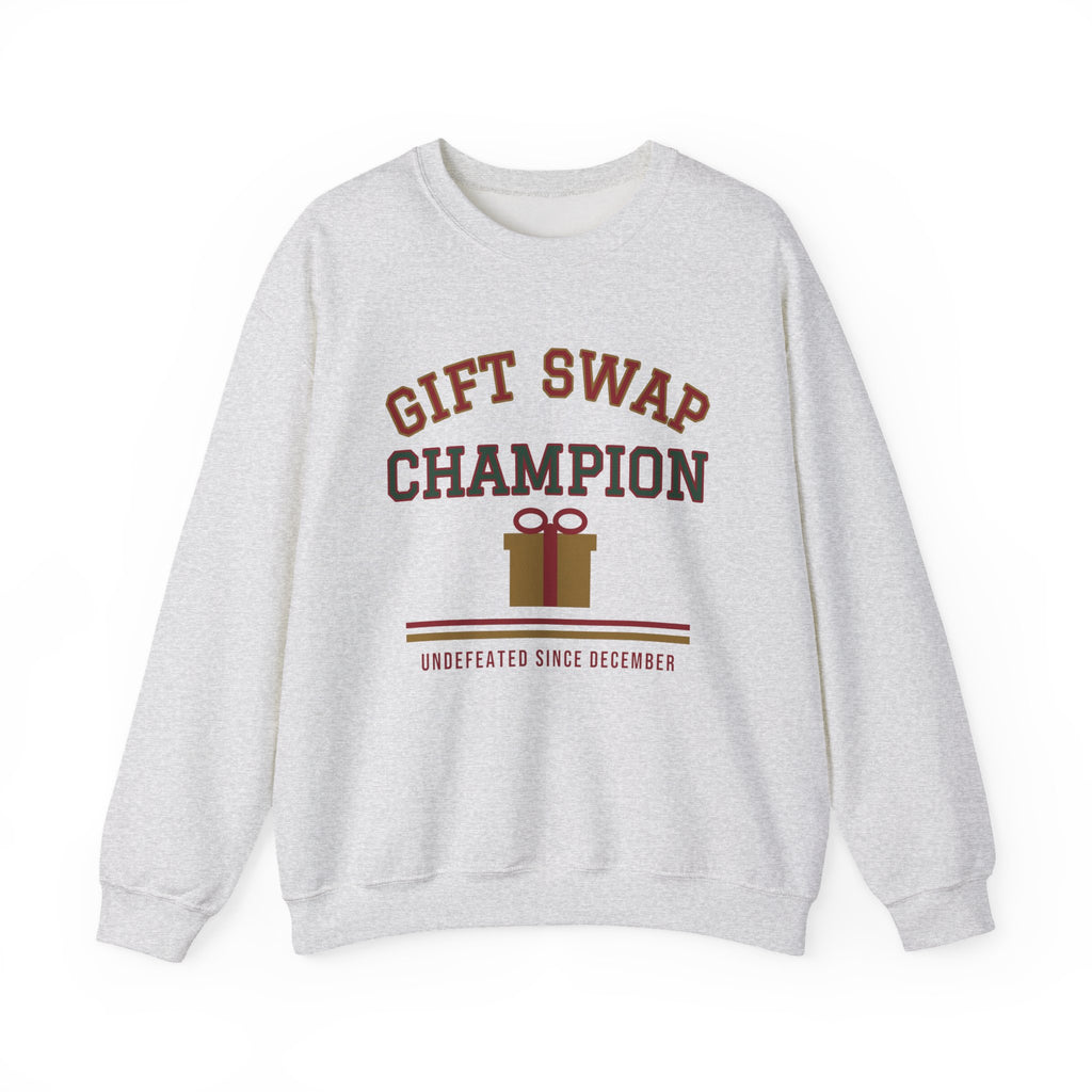 Christmas Sweatshirt for Women, Gift Swap Champion Varsity Crewneck, Gift Exchange Shirt, Holiday Party Sweatshirt
