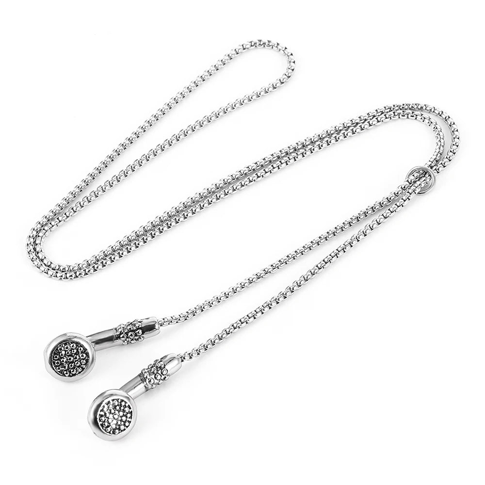 Fashion Necklace Hip-Hop Kirsite Music Headphones Earbuds Pendant Metal Men Clothing Accessories Necklace