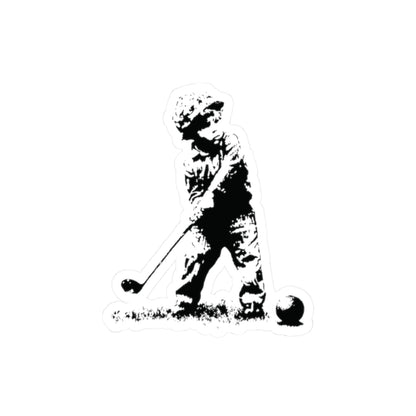 Kid Soldier Golfing Sticker