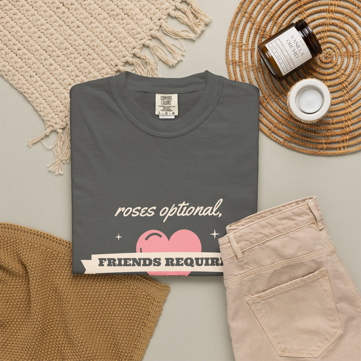 Galentines Day Shirt, Roses Optional Friends Required Tee, Best Friend Gift, Valentines Shirt for Women, Garment-Dyed Cotton