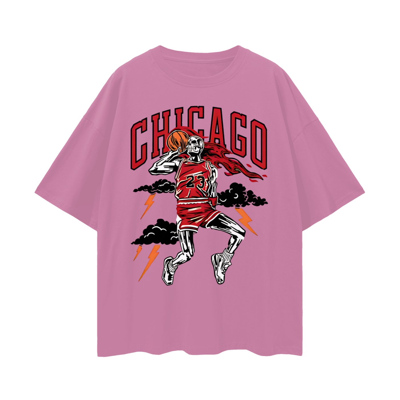 Vintage Like Chicago Bulls Basketball Skeleton Graphic Oversized T Shirt