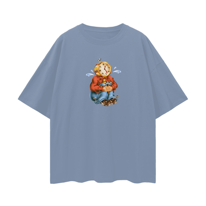 Sitting Clock Man Like 90s Y2K Vintage Like Graphic Oversized T Shirt