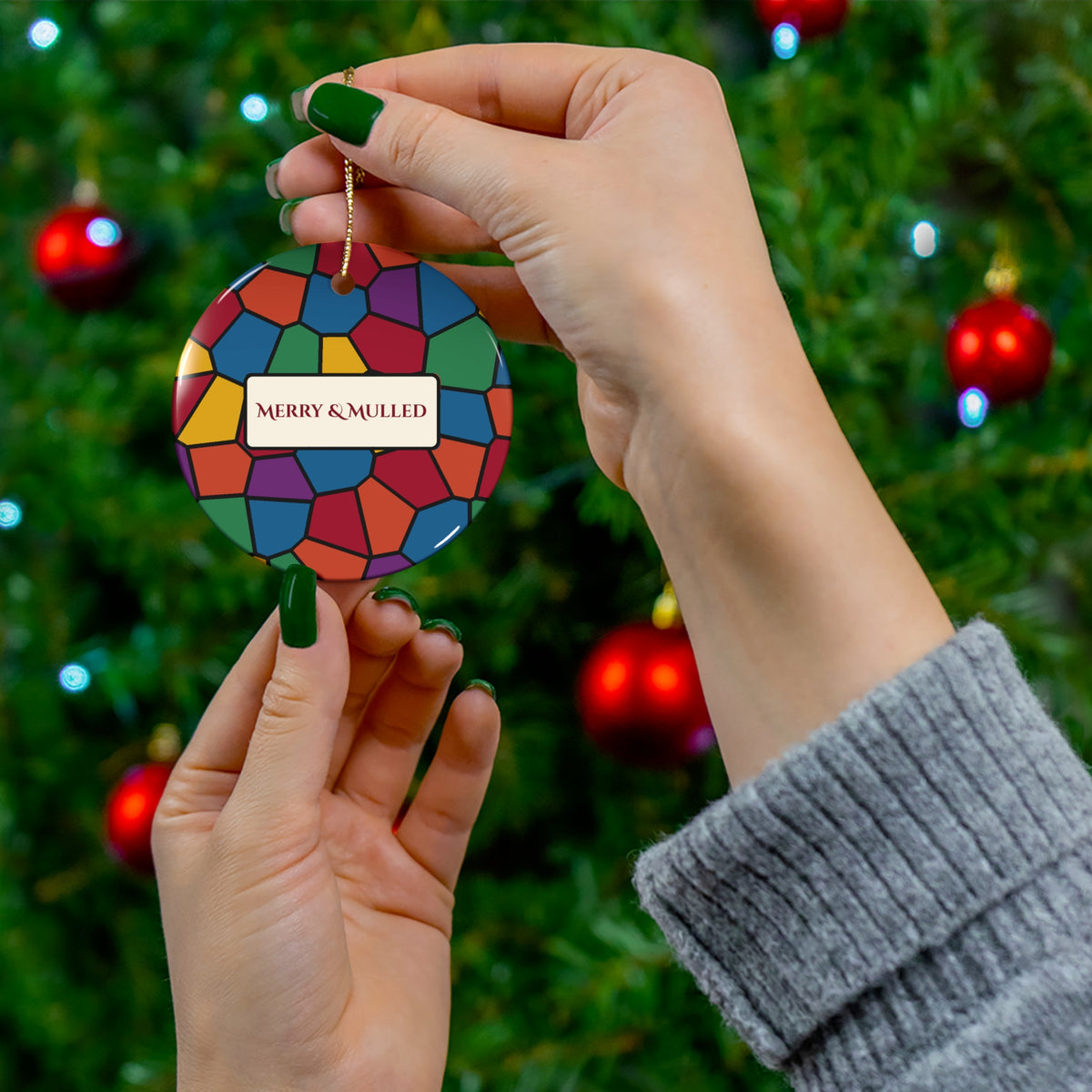 Merry and Mulled Stained Glass Christmas Ornament
