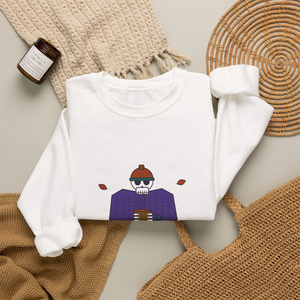 Cold Bones Warm Tea Sweatshirt, Cozy Skeleton Halloween Crewneck, Tea Lover Fall Sweatshirt, Cute Spooky Season Pullover for Her