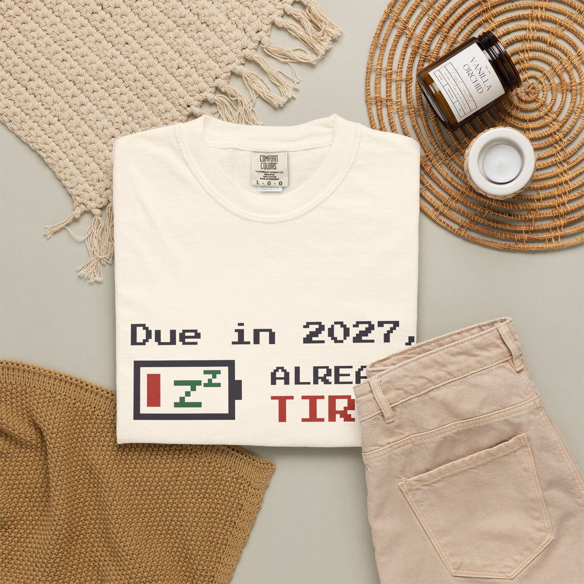 Due in 2027 Already Tired Tee, Pregnancy Announcement Shirt