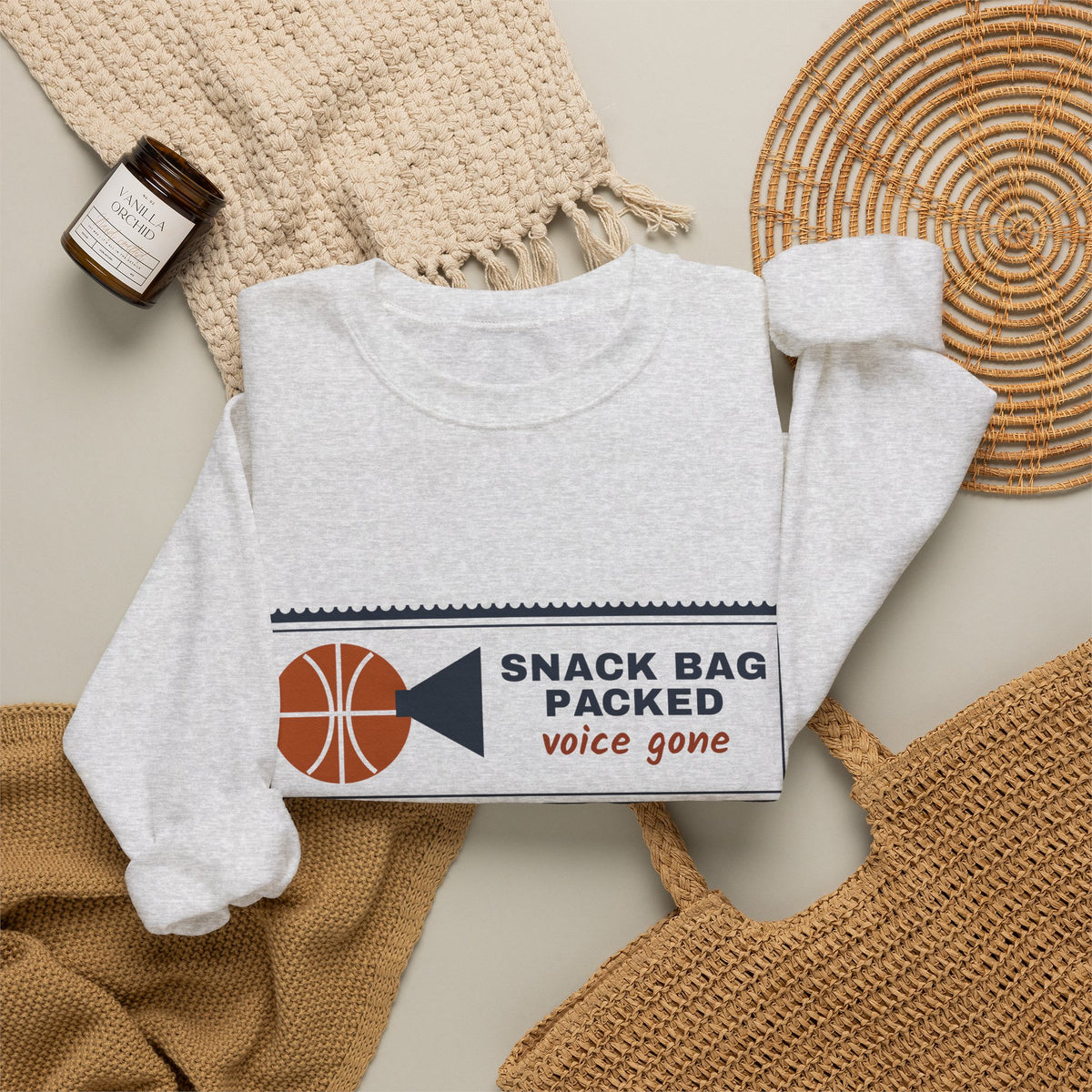 Basketball Mom Sweatshirt, Snack Bag Packed Voice Gone Crewneck, Sports Mom Gift, Funny Hoops Mom Sweatshirt Women