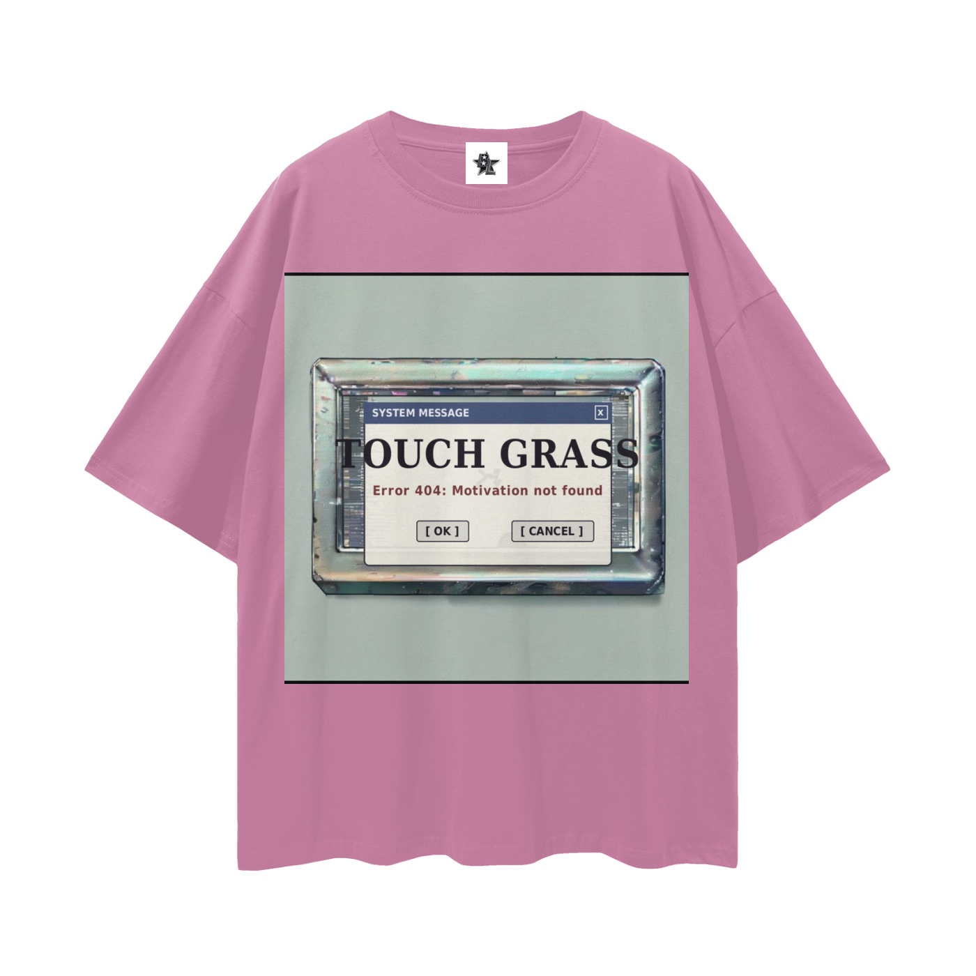 Touch Grass Error 404 Tee - Motivation Not Found | Y2K Early-Internet Oversized Graphic Tee