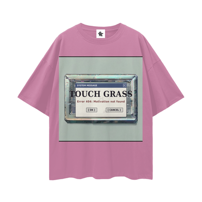 Touch Grass Error 404 Tee - Motivation Not Found | Y2K Early-Internet Oversized Graphic Tee