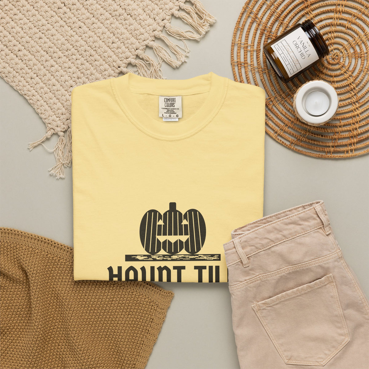 Haunt Till Thanksgiving Woodcut Pumpkin Halloween Tee