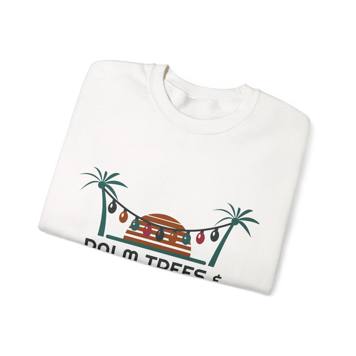 Tropical Christmas Sweatshirt, Palm Trees and String Lights Crewneck, Beach Christmas Shirt, Coastal Holiday Gift for Her