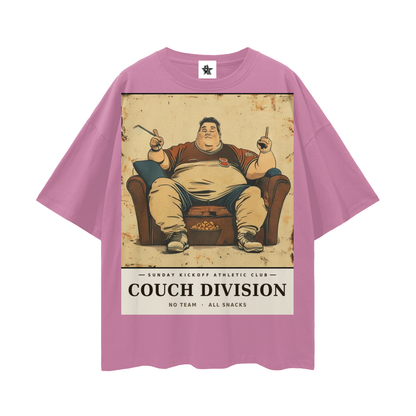 Sunday Kickoff Athletic Club Tee - Couch Division | Vintage Varsity Football Bootleg Oversized Tee