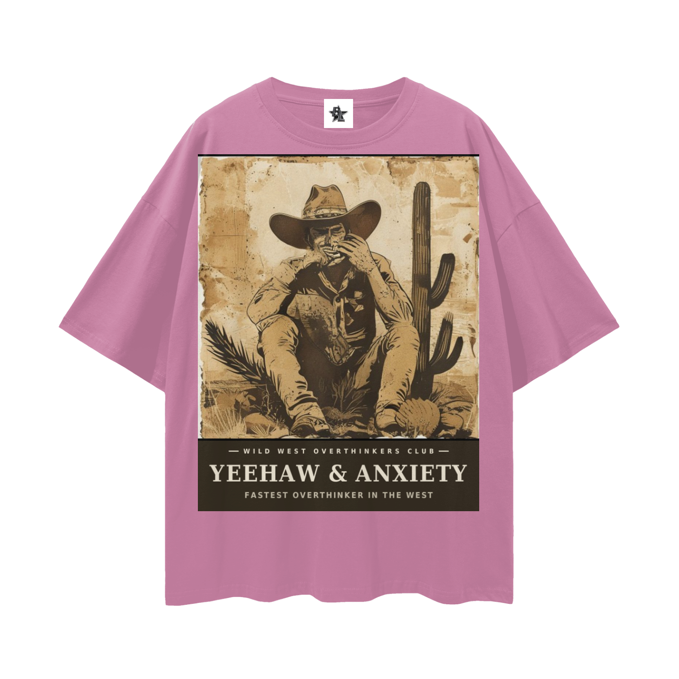 Wild West Overthinkers Club Tee - Yeehaw & Anxiety | Vintage Western Bootleg Oversized Graphic Tee