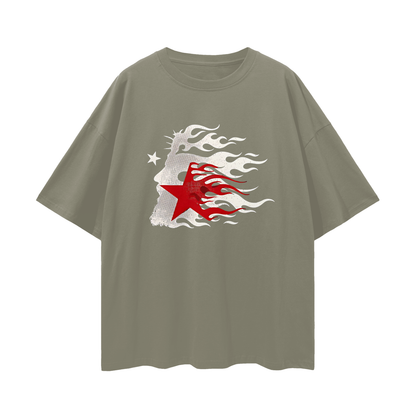 Religious Jesus Hellstar Logo  Like Graphic Oversized T Shirt