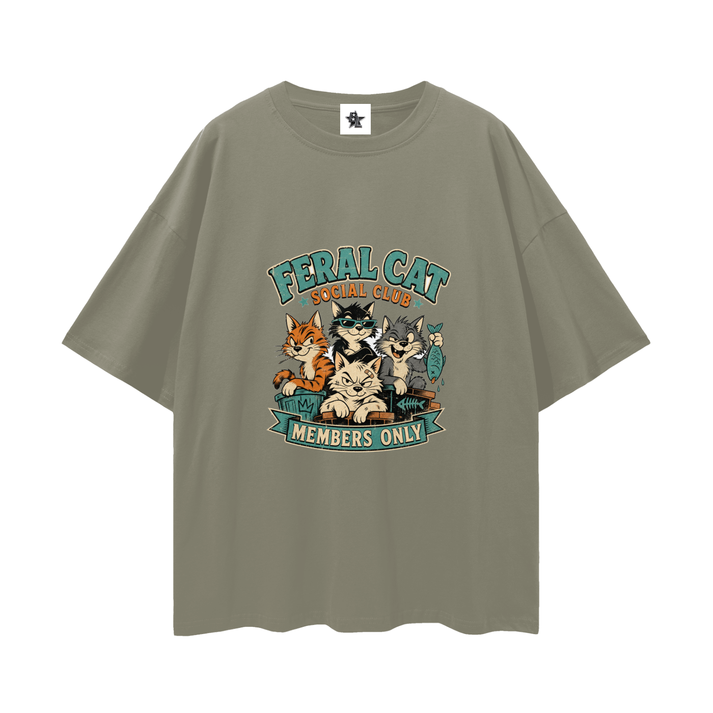 Feral Cat Social Club Tee - Members Only | Oversized Heavyweight Bootleg Graphic Tee
