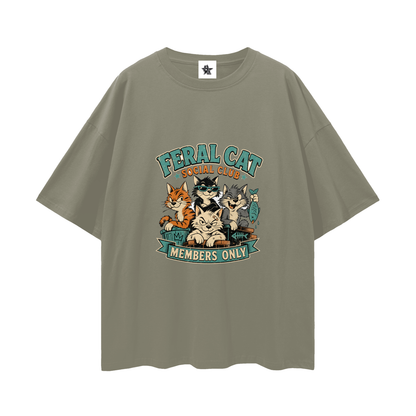 Feral Cat Social Club Tee - Members Only | Oversized Heavyweight Bootleg Graphic Tee
