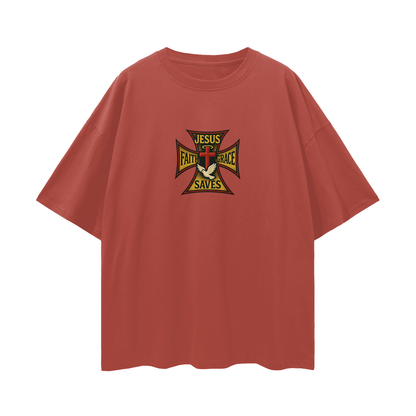 Religious Jesus Saves West Coast Choppers Like Graphic Oversized T Shirt