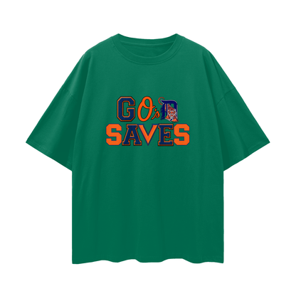 Religious God Saves Sport Logos Like Graphic Oversized T Shirt