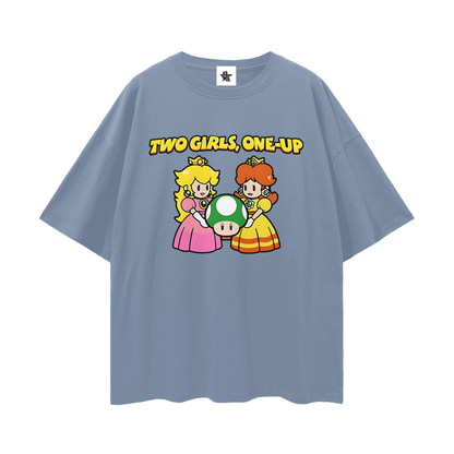 Funny Vintage/Y2K Two Girls One Up Oversized T Shirt