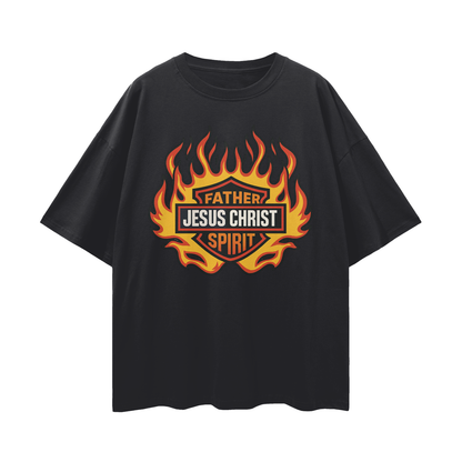 Religious Jesus Harley Davidson Y2K Vintage Like Graphic Oversized T Shirt