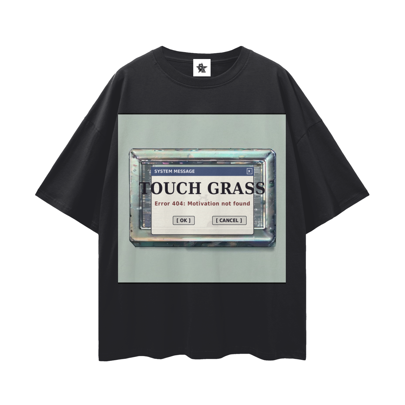 Touch Grass Error 404 Tee - Motivation Not Found | Y2K Early-Internet Oversized Graphic Tee