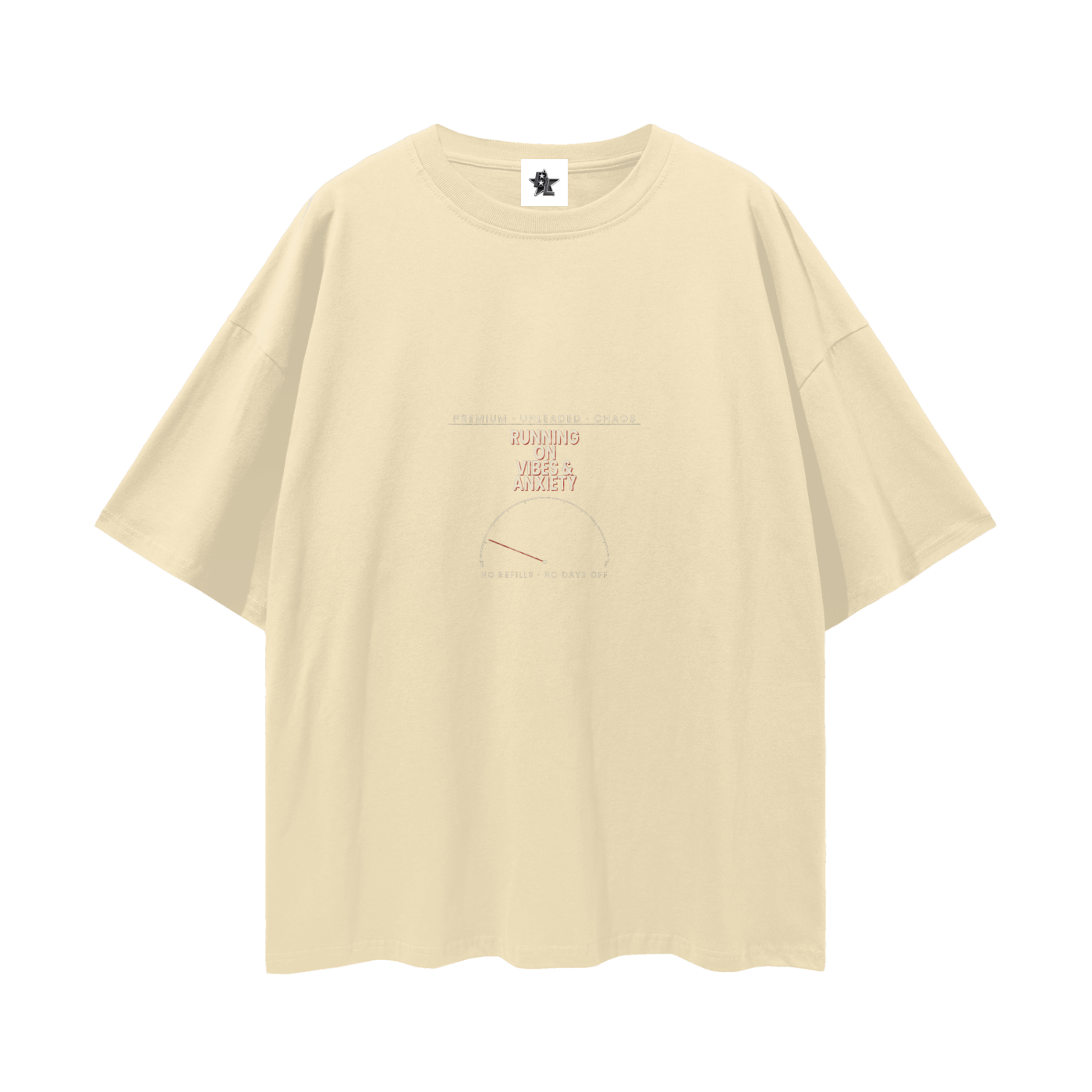 Running On Vibes And Anxiety Oversized T-Shirt | Funny Vintage Graphic