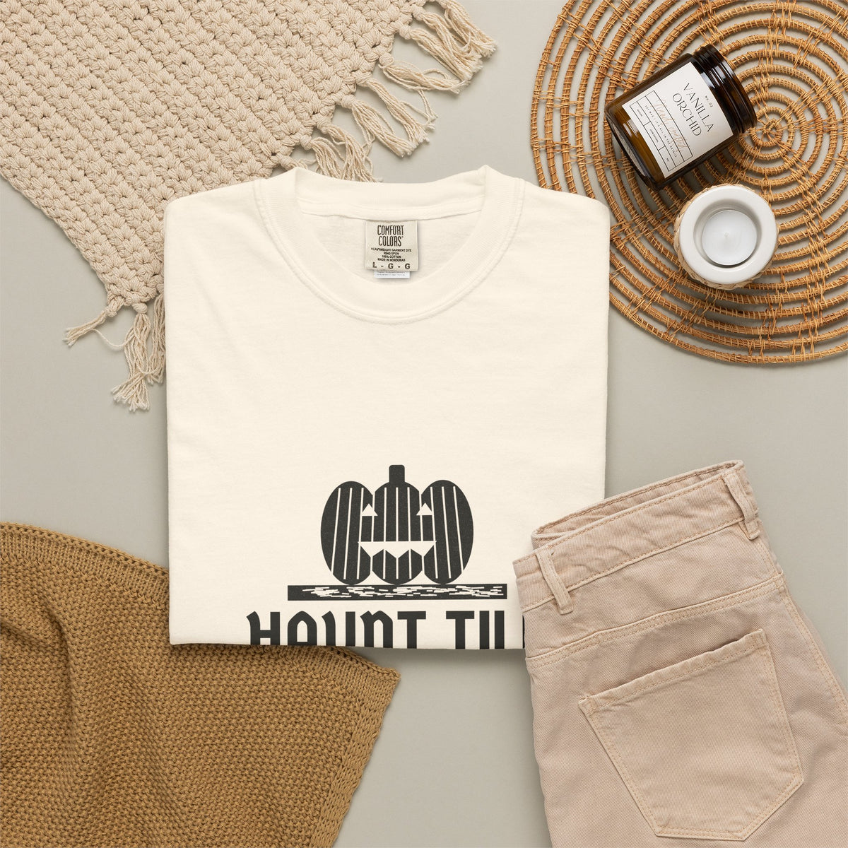Haunt Till Thanksgiving Woodcut Pumpkin Halloween Tee