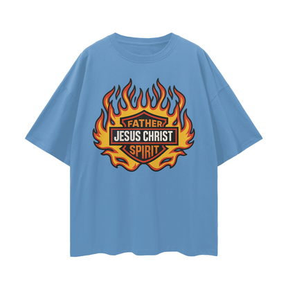 Religious Jesus Harley Davidson Y2K Vintage Like Graphic Oversized T Shirt