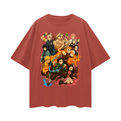 Vintage/Y2K Demon Slayer Anime All Characters Oversized T Shirt