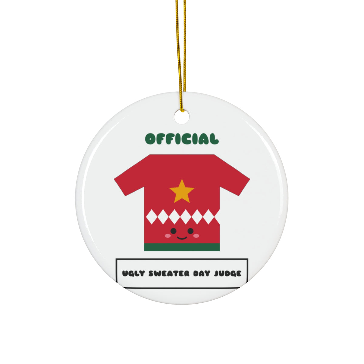 Official Ugly Sweater Day Judge Kawaii Christmas Ornament Gift for Her