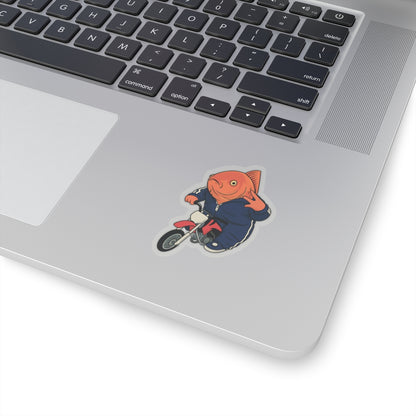 Funny Fish On Dirt Bike Sticker