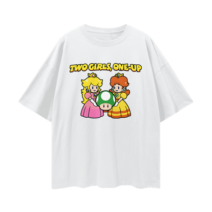 Funny Vintage/Y2K Two Girls One Up Oversized T Shirt
