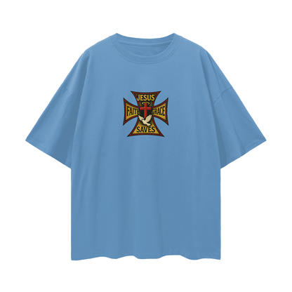 Religious Jesus Saves West Coast Choppers Like Graphic Oversized T Shirt