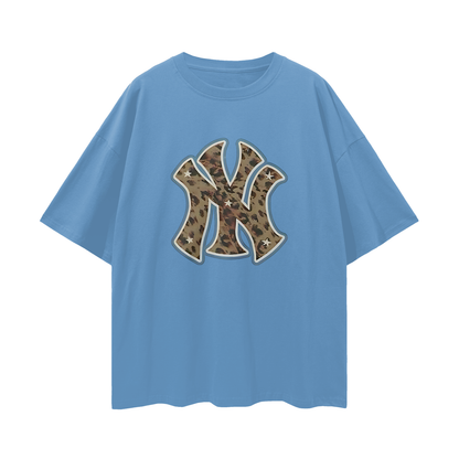 Yankees Leopard 90s Vintage Like Graphic Oversized T Shirt